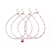 4Pcs 4 Style Natural Rose Quartz & Glass Seed Beaded Necklaces Set NJEW-JN03953-1