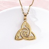 Viking Triskelion Knot 304 Stainless Steel Pendant Necklaces NJEW-M096-32G-1