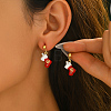 Christmas Socking Brass Enamel Dangle Stud Earrings QV0416-4