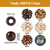 Craftdady 100Pcs 5 Style Pine Wood Beads WOOD-CD0001-17-3