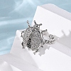 Brass Micro Pave Cubic Zirconia Adjustable Open Cuff Rings for Women RJEW-A072-01B-P-3