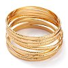 7Pcs Women's Simple Fashion Textured Vacuum Plating 304 Stainless Steel Stackable Bangles BJEW-O182-07G-1