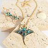 Manta Ray Alloy Abalone Shell Pendant Necklaces & Stud Earrings Sets for Women FS-WGFBE97-01-3