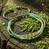Adjustable Glass Seed Bead & Glass & Brass Beads Multi-Strand Bracelets for Women HR1151-2-4