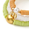 3Pcs 3 Styles Polymer Clay Heishi Beads Stretch Bracelets Sets BJEW-JB05920-2