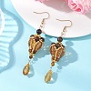 Teardrop Natural Tiger Eye & Glass Beaded Dangle Earrings EJEW-MZ00686-01-1
