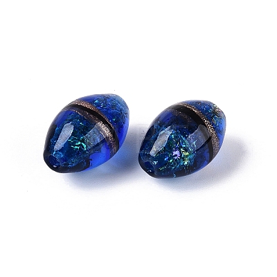 Two Tone Color Handmade Foil Glass Beads FOIL-Q001-01A-1