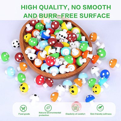 20Pcs 10 Colors Mushroom Silicone Focal Beads JX900A-1