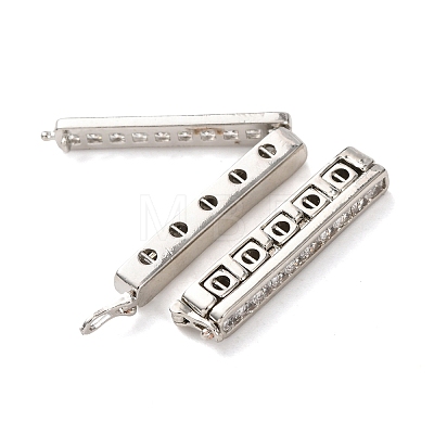 Brass Micro Pave Clear Cubic Zirconia Twister Clasps KK-K422-16P-1