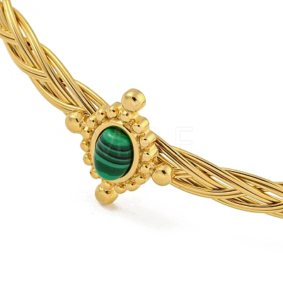 Adjustable Synthetic Malachite Bangles with Chain Extender BJEW-E100-03G-1