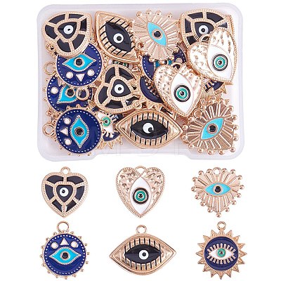 30Pcs 6 Style Alloy Enamel Pendants ENAM-SZ0003-30-1