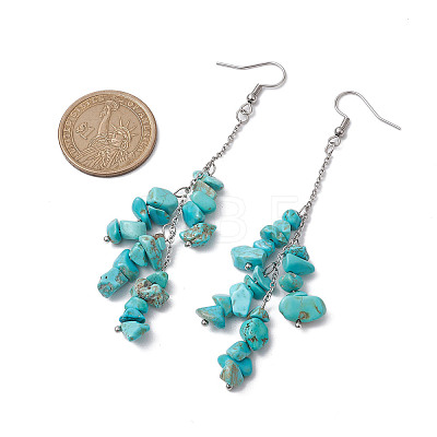 Synthetic Turquoise Chips Cluster Earrings EJEW-JE05837-1