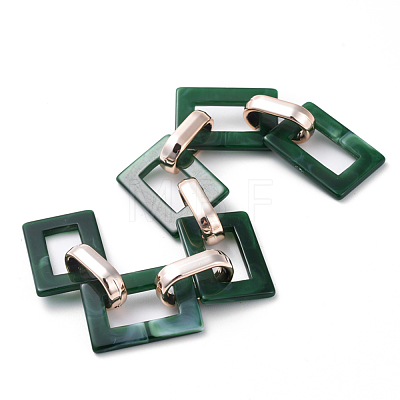 Imitation Gemstone Style Acrylic Handmade Rectangle Link Chains AJEW-JB00518-04-1