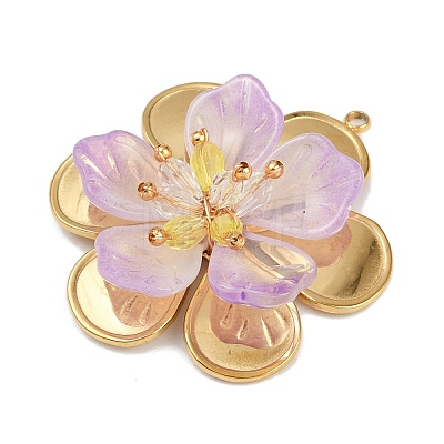304 Stainless Steel and Acrylic and Plastic Pendants STAS-R170-04G-05-1