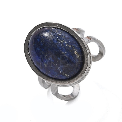 Oval Natural Lapis Lazuli Finger Rings RJEW-M062-02P-01-1