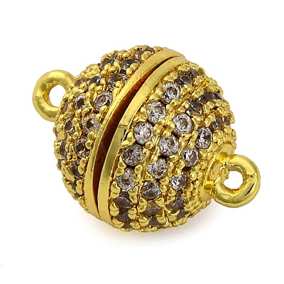 Brass Micro Pave Clear Cubic Zirconia Magnetic Clasps KK-A230-02C-G-1