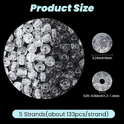 5 Strands Spray Painted Crackle Glass Beads Strands CCG-PA0001-08A-1