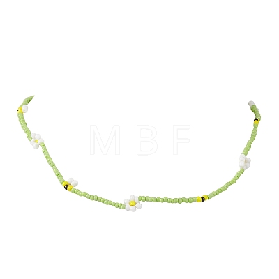 Glass Seed Bead Beaded Flower Necklaces NJEW-TA00171-1