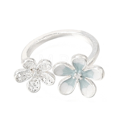 Alloy Enamel Cuff Open Rings for Women RJEW-T036-01P-1