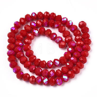 Electroplate Opaque Solid Color Glass Beads Strands EGLA-A034-P4mm-L21-1