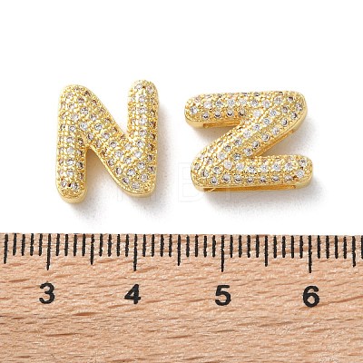 Rack Plating Brass Micro Pave Cubic Zirconia Slide Charms KK-C084-34G-N-1