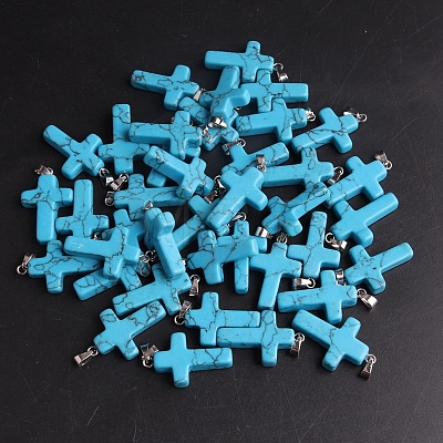 Synthetic Turquoise Pendants G-PW0006-02P-25-1