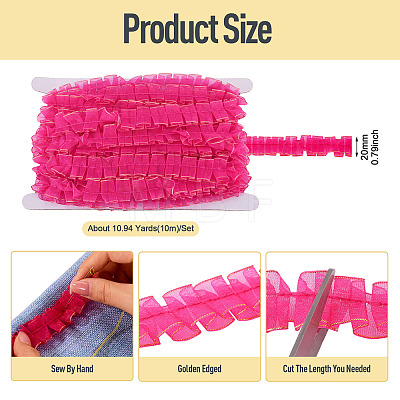 10M Double Layer Polyester Lace Ribbon OCOR-TA0004-14G-1