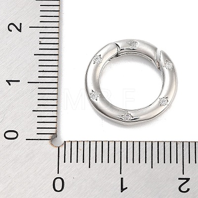 Brass Micro Pave Clear Cubic Zirconia Spring Gate Rings KK-M293-54P-1