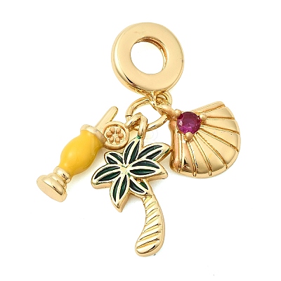Brass Enamel European Dangle Charms KK-Z150-12G-1