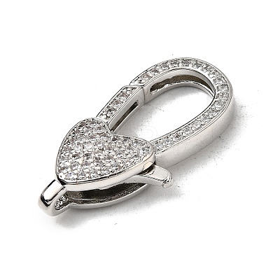 Brass Clear Cubic Zirconia Lobster Claw Clasps KK-Z078-46B-P-1