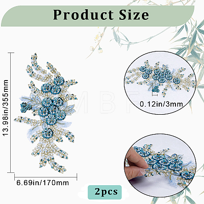 3D Flower Polyester Embroidery Sew on Appliques PATC-WH0012-02B-1