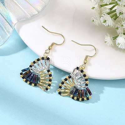 304 Stainless Steel with Glass Seed Beads Dangle Earrings EJEW-MZ00821-1