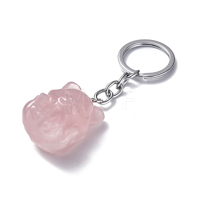 Natural Rose Quartz Keychains KEYC-P011-03P-10-1