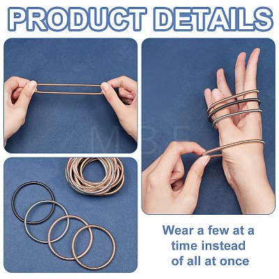 16Pcs 4 Colors Steel Wire Round Snake Chain Stretch Bracelets Set BJEW-BC0001-23-1