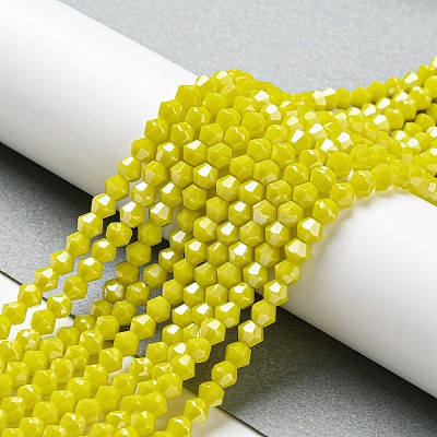 Opaque Solid Color Electroplate Glass Beads Strands EGLA-A039-P4mm-A05-1