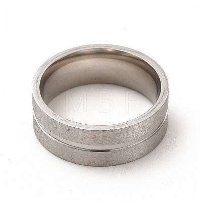 201 Stainless Steel Grooved Finger Ring Settings STAS-P323-08P-1
