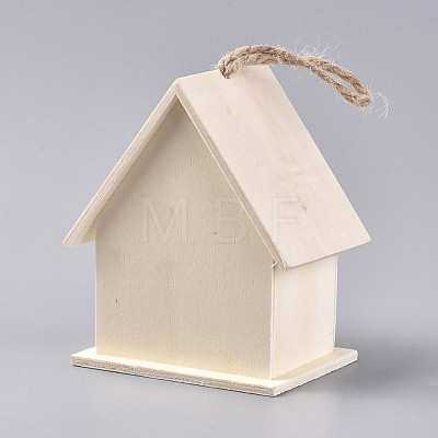 Unfinished Wooden Birdhouse X-HJEW-WH0006-13-1