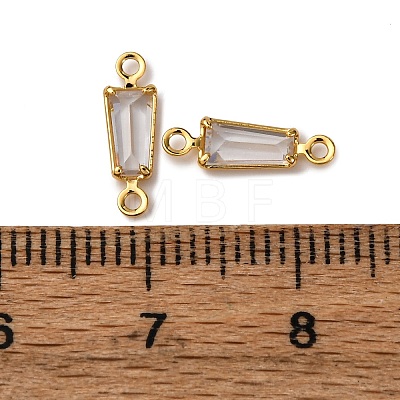 Brass Pave Clear Cubic Zirconia Connector Charms KK-Z121-06G-01-1