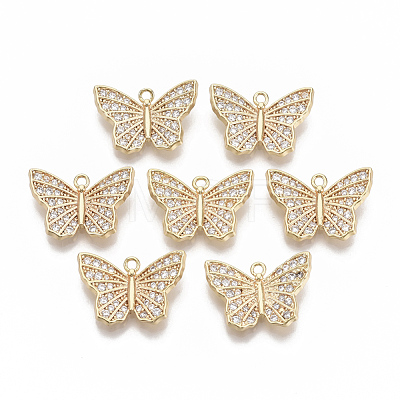 Brass Micro Pave Cubic Zirconia Charms KK-S354-142-NF-1