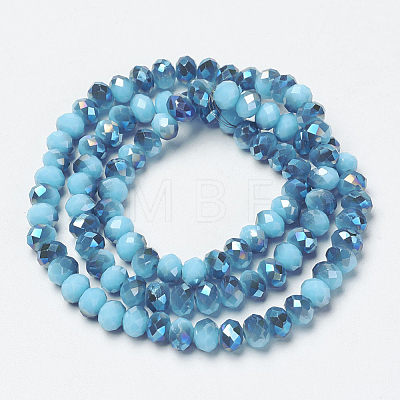 Electroplate Opaque Solid Color Glass Beads Strands EGLA-A034-P8mm-I13-1