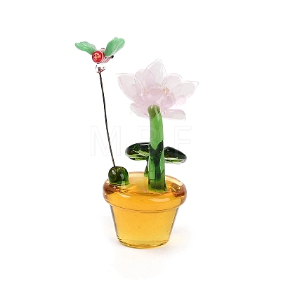 Handmade Lampwork Potted Plant Display Decoration LAMP-Q005-09D-1