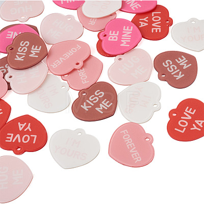 Beadthoven 30Pcs 6 Colors Valentine's Day Opaque Acrylic Pendants SACR-BT0001-03-1