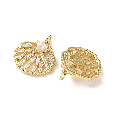 Brass Micro Pave Clear Cubic Zirconia Charms KK-P351-03B-G-1