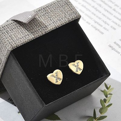 Rack Plating Brass Micro Pave Clear Cubic Zirconia Stud Earrings EJEW-K299-01G-X-1