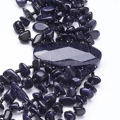 Synthetic Blue Goldstone Multi-strand Necklaces NJEW-G910-15-1
