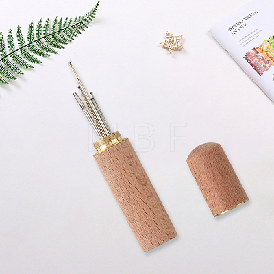 Sandalwood Leather Craft Sewing Needles Case Box TOOL-WH20013-07G-1