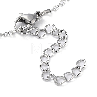 304 Stainless Steel Cable Chain Bracelet with Enamel Rondelle Beaded BJEW-G683-02P-1