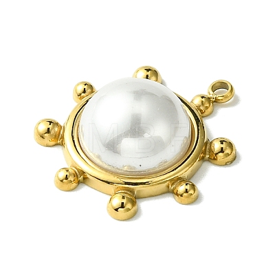 Ion Plating(IP) 304 Stainless Steel Pave Shell Pearl Pendants FIND-Z028-35A-1