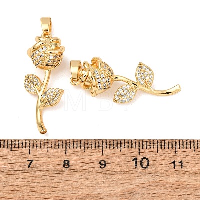 Brass Micro Pave Clear Cubic Zirconia Pendants KK-G543-05G-03-1