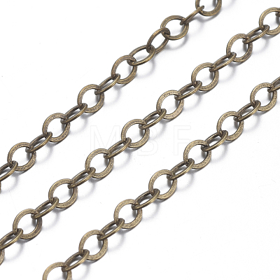 Brass Flat Oval Cable Chains X-CHC029Y-AB-1